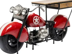 Barki*KARE Design Barek Motocykl Czerwony Vintage 210x98 Cm Blat Drewno Mango
