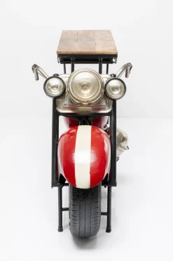 Barki*KARE Design Barek Motocykl Czerwony Vintage 210x98 Cm Blat Drewno Mango