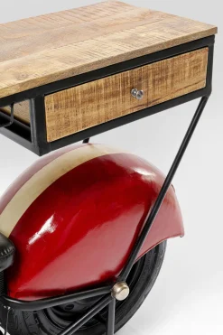 Barki*KARE Design Barek Motocykl Czerwony Vintage 210x98 Cm Blat Drewno Mango
