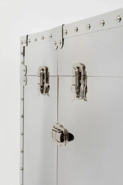 Barki*KARE Design Barek Na Kółkach Rozkładany Stal Srebrna Wnętrze Naturalne 64x145 Cm