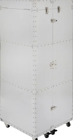 Barki*KARE Design Barek Na Kółkach Rozkładany Stal Srebrna Wnętrze Naturalne 64x145 Cm