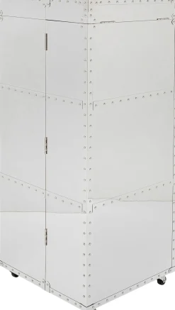 Barki*KARE Design Barek Na Kółkach Rozkładany Stal Srebrna Wnętrze Naturalne 64x145 Cm