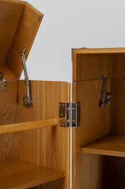 Barki*KARE Design Barek Na Kółkach Rozkładany Stal Srebrna Wnętrze Naturalne 64x145 Cm