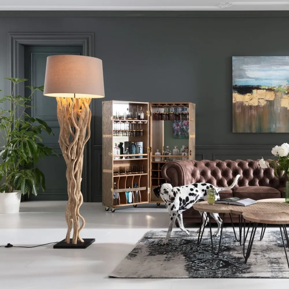 Barki*KARE Design Barek Na Kółkach West Coast 60x152 Cm Brązowy Ekoskóra