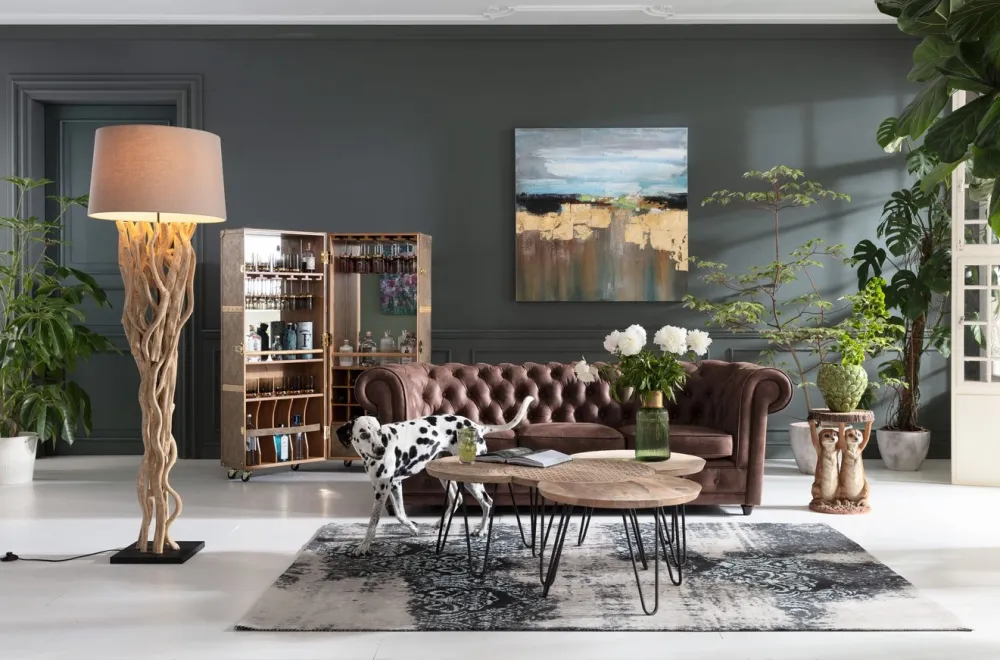 Barki*KARE Design Barek Na Kółkach West Coast 60x152 Cm Brązowy Ekoskóra