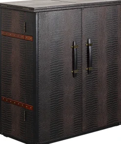 Barki*KARE Design Barek Rozkładany Czarno-brązowy Tapicerowany 100x114 Cm