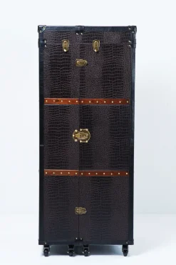 Barki*KARE Design Barek Rozkładany Skrzynia Na Kółkach Czarno-brązowy 60x153 Cm