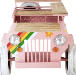 Barki*KARE Design Barek W Kształcie Auta Różowy Motyw Kwiatowy Stal I Drewno 241 Cm