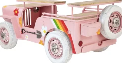 Barki*KARE Design Barek W Kształcie Auta Różowy Motyw Kwiatowy Stal I Drewno 241 Cm