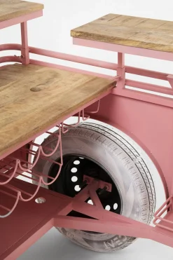 Barki*KARE Design Barek W Kształcie Auta Różowy Motyw Kwiatowy Stal I Drewno 241 Cm