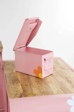 Barki*KARE Design Barek W Kształcie Auta Różowy Motyw Kwiatowy Stal I Drewno 241 Cm