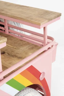 Barki*KARE Design Barek W Kształcie Auta Różowy Motyw Kwiatowy Stal I Drewno 241 Cm