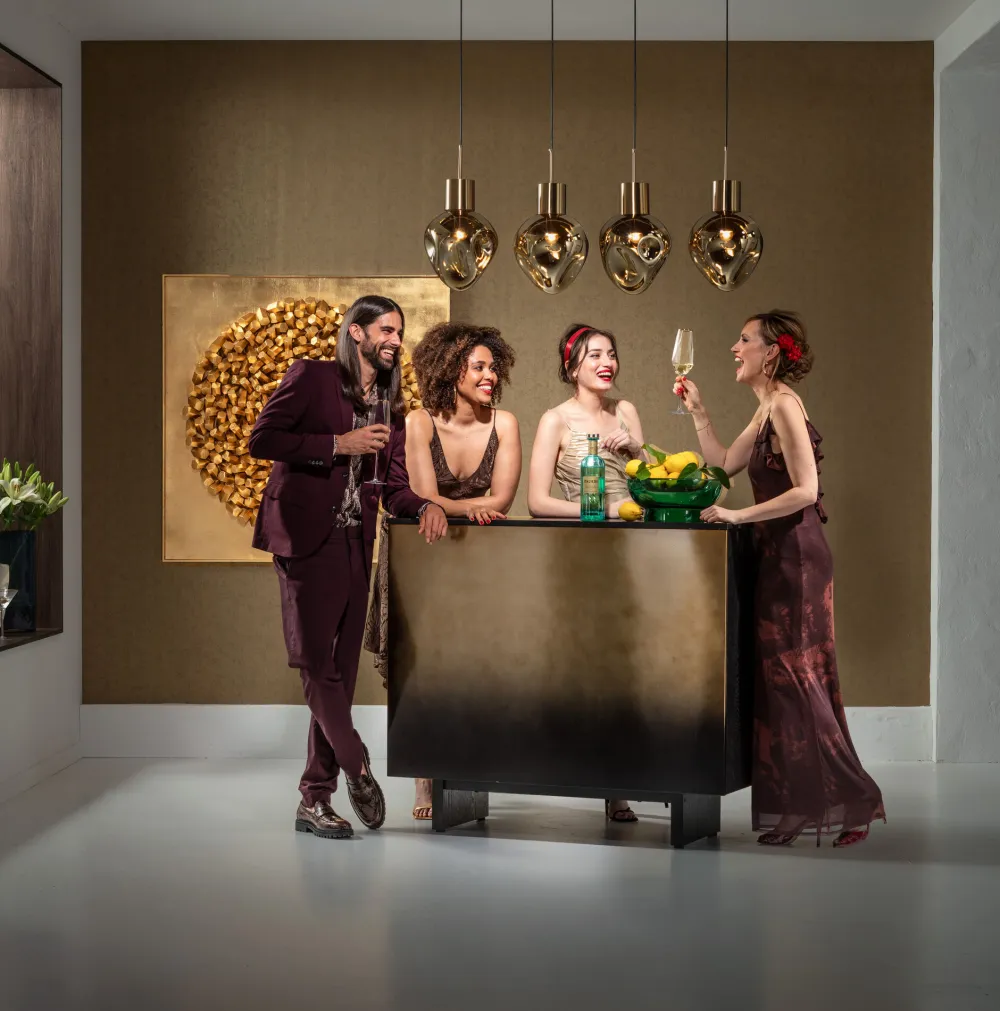 Barki*KARE Design Barek Z Blatem Czarno-złoty Front Stal Nierdzewna 120x105 Cm
