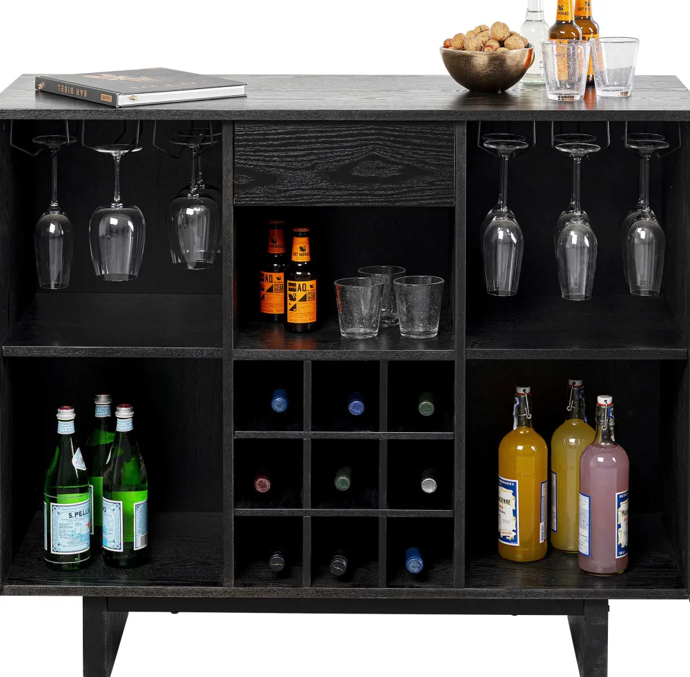 Barki*KARE Design Barek Z Blatem Czarno-złoty Front Stal Nierdzewna 120x105 Cm