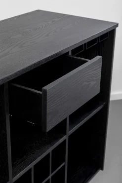 Barki*KARE Design Barek Z Blatem Czarno-złoty Front Stal Nierdzewna 120x105 Cm