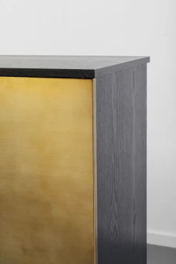Barki*KARE Design Barek Z Blatem Czarno-złoty Front Stal Nierdzewna 120x105 Cm