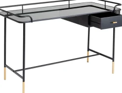 Biurka*KARE Design Biurko Loft Ze Szklanym Blatem I Szufladą Czarne 120x60 Cm