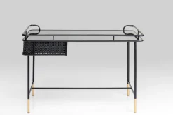 Biurka*KARE Design Biurko Loft Ze Szklanym Blatem I Szufladą Czarne 120x60 Cm