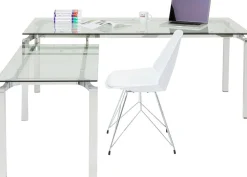 Biurka*KARE Design Biurko Lorenco 210x180 Cm Ze Szklanym Blatem