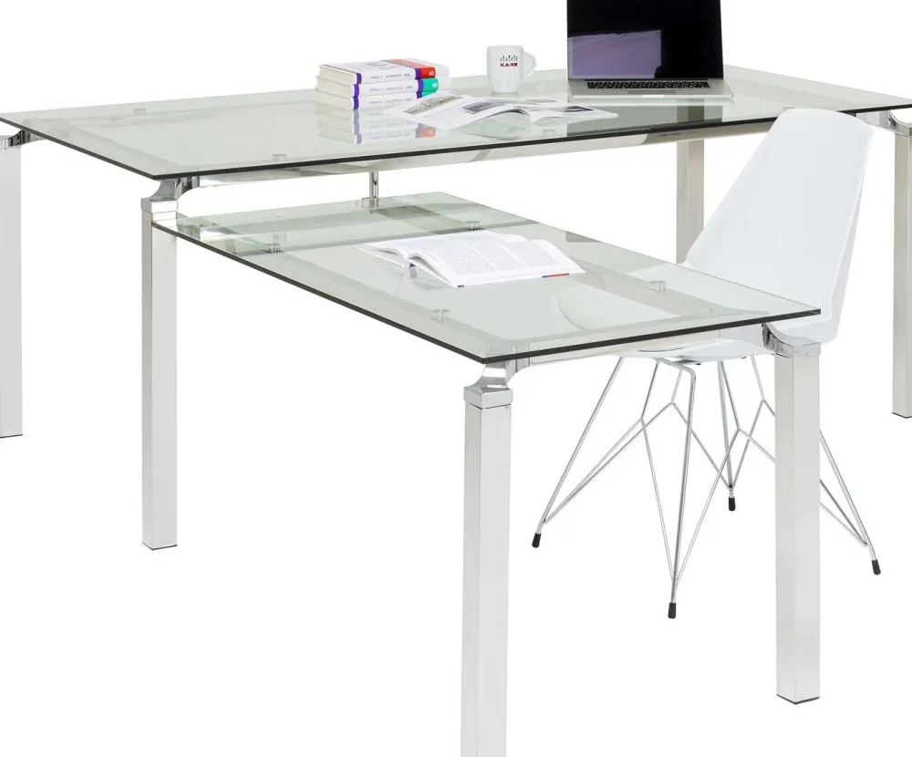 Biurka*KARE Design Biurko Lorenco 210x180 Cm Ze Szklanym Blatem