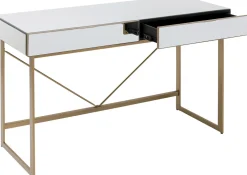 Biurka*KARE Design Biurko Lustrzane Z Szufladami Glamour Nogi Złote 120x50 Cm