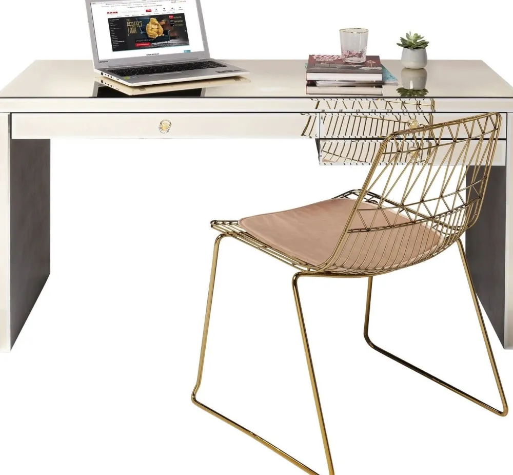 Biurka*KARE Design Biurko Luxury Champagne 140x61 Cm Szampańskie