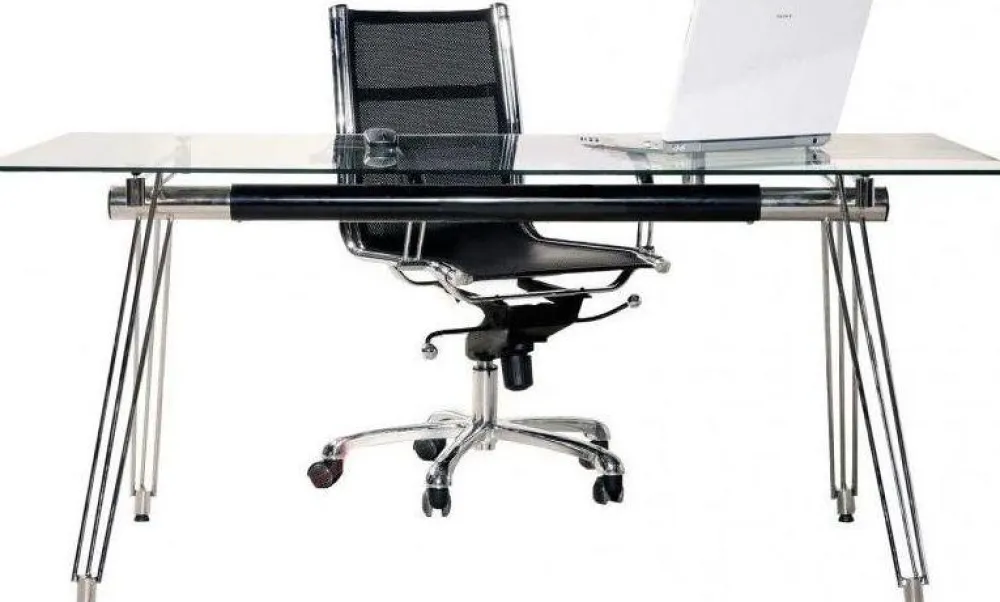 Biurka*KARE Design Biurko Officia 160x80 Cm Transparentne Blat Szklany