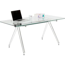 Biurka*KARE Design Biurko Officia 160x80 Cm Transparentne Blat Szklany