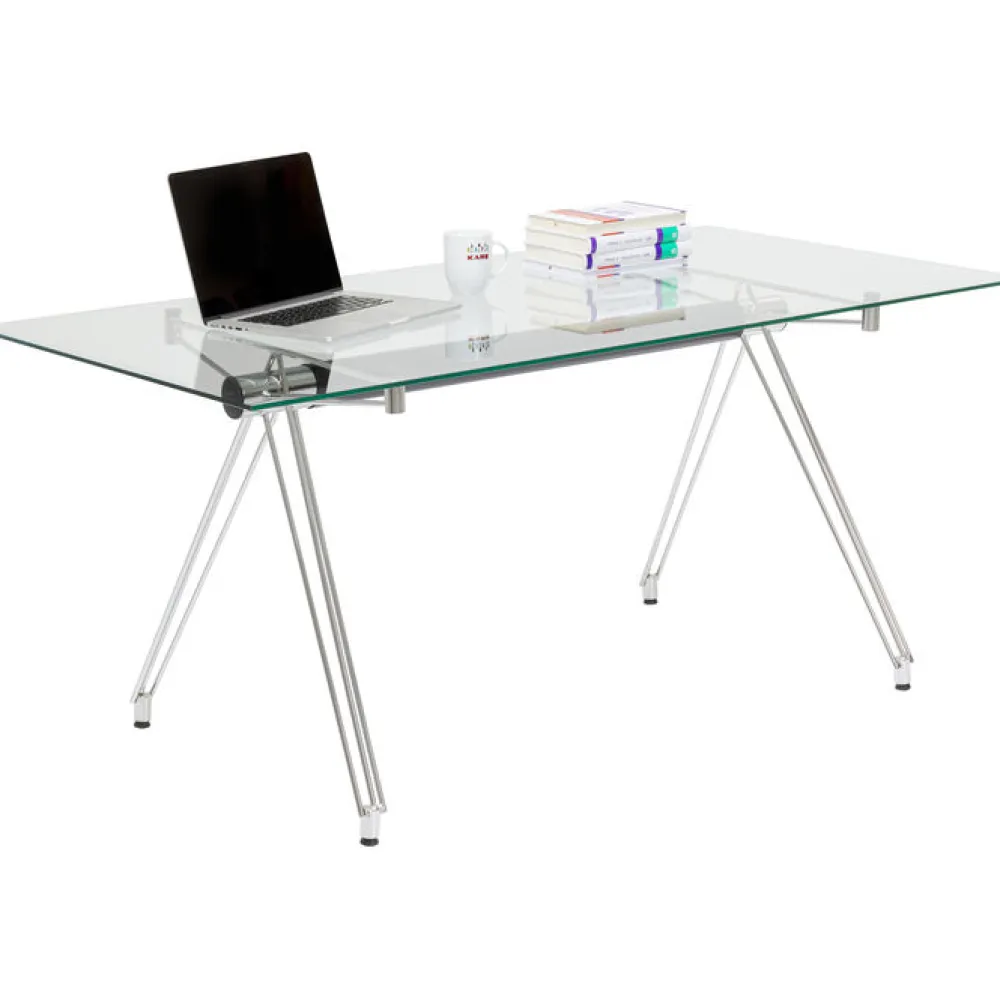 Biurka*KARE Design Biurko Officia 160x80 Cm Transparentne Blat Szklany