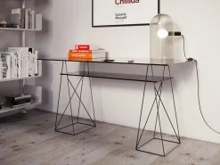 Biurka*KARE Design Biurko Polar 136x65 Cm Czarne - Szkło Hartowane 8 Mm