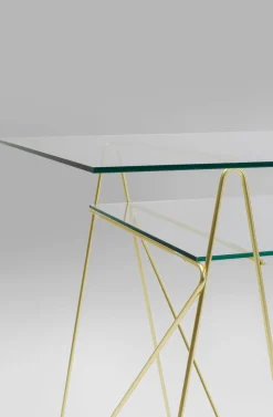 Biurka*KARE Design Biurko Polar 135x65 Cm Szkło Hartowane - Nogi Złote