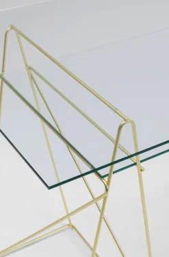 Biurka*KARE Design Biurko Polar 135x65 Cm Szkło Hartowane - Nogi Złote