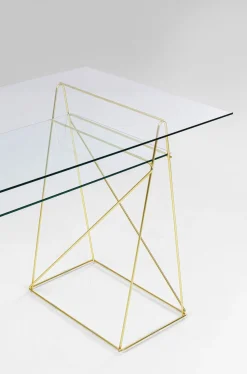 Biurka*KARE Design Biurko Polar 135x65 Cm Szkło Hartowane - Nogi Złote