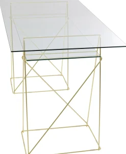 Biurka*KARE Design Biurko Polar 135x65 Cm Szkło Hartowane - Nogi Złote