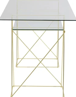 Biurka*KARE Design Biurko Polar 135x65 Cm Szkło Hartowane - Nogi Złote