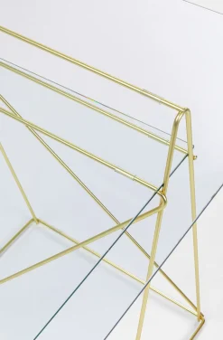 Biurka*KARE Design Biurko Polar 135x65 Cm Szkło Hartowane - Nogi Złote