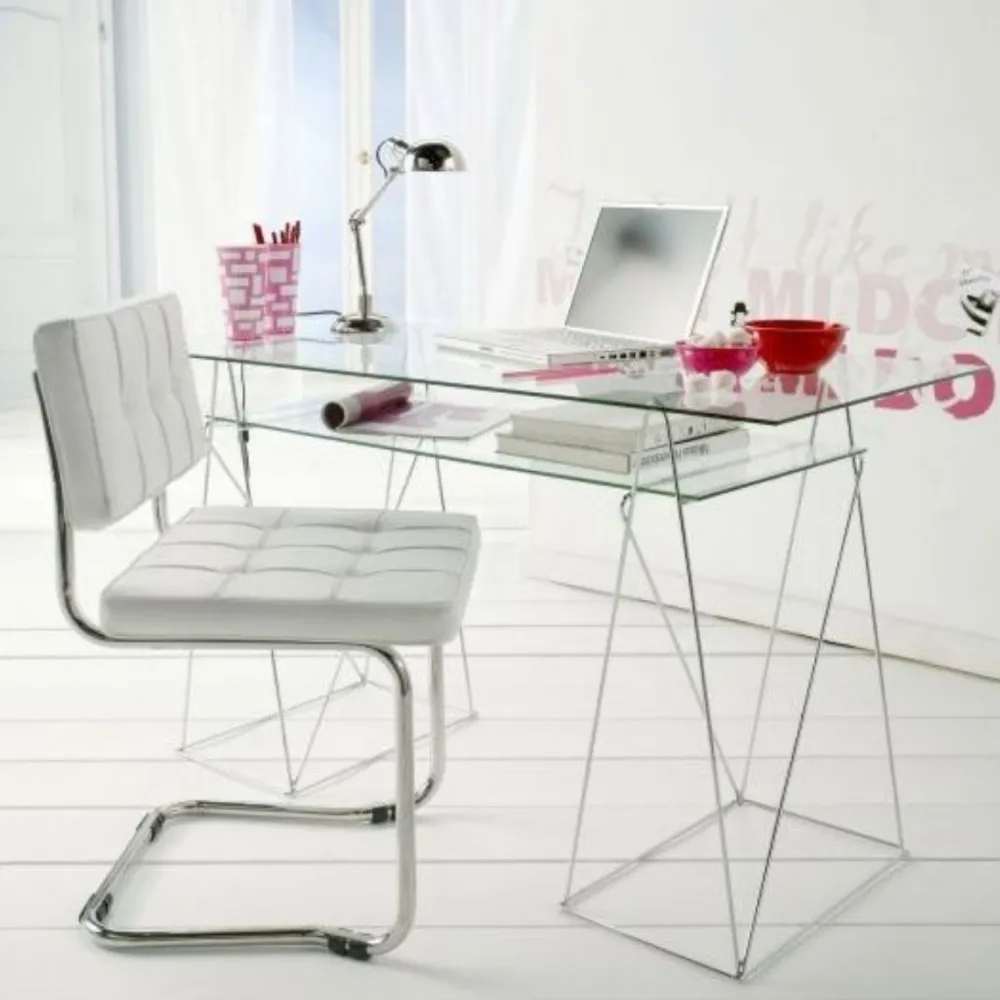 Biurka*KARE Design Biurko Polar 135x65 Cm Transparentne Blat 8 Mm