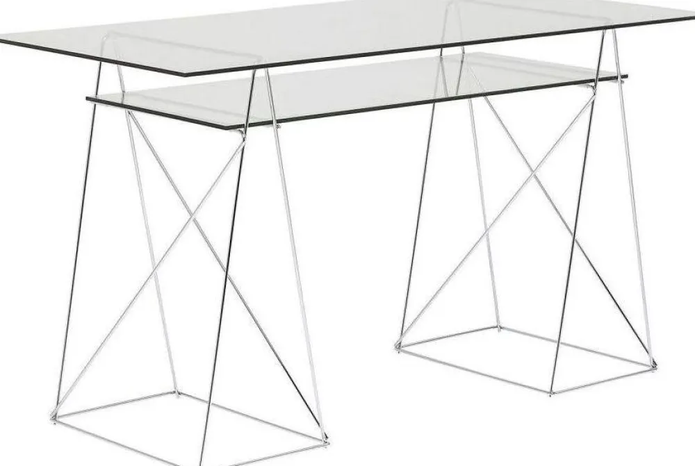 Biurka*KARE Design Biurko Polar 135x65 Cm Transparentne Blat 8 Mm