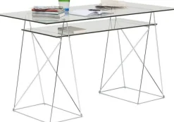 Biurka*KARE Design Biurko Polar 135x65 Cm Transparentne Blat 8 Mm