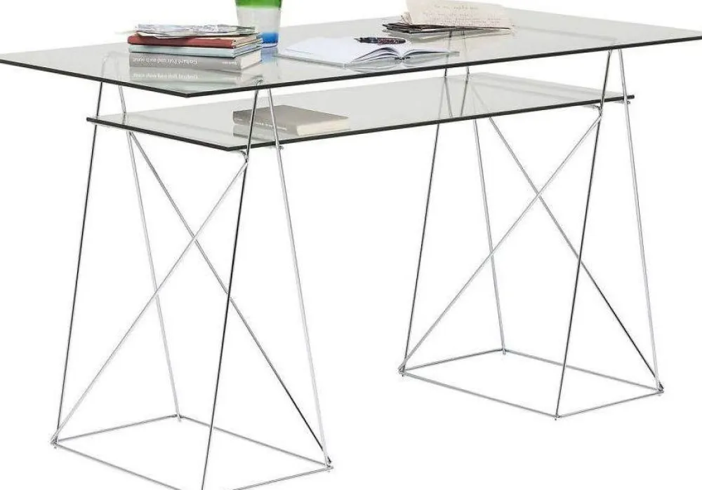 Biurka*KARE Design Biurko Polar 135x65 Cm Transparentne Blat 8 Mm
