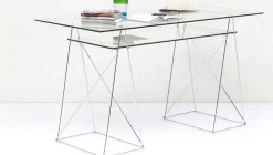 Biurka*KARE Design Biurko Polar 135x65 Cm Transparentne Blat 8 Mm