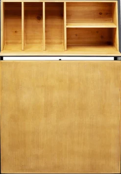 Biurka*KARE Design Biurko Składane Z Półkami Drewno Kauczukowe Naturalne I Stal Czarna 106x117 Cm