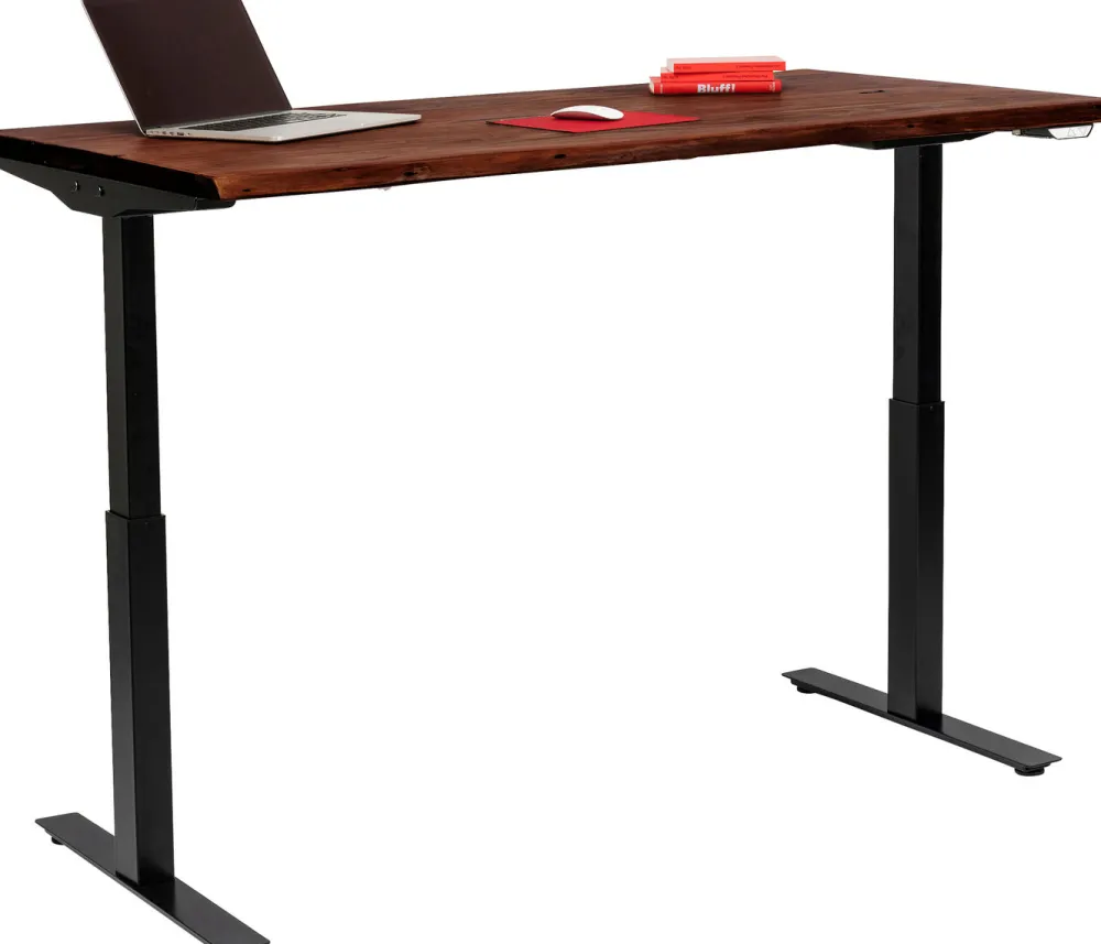 Biurka*KARE Design Biurko Z Elek. Regulacją Wysokości Harmony 180x90 Cm Akacja Brązowe - Nogi Czarne