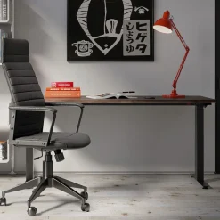 Biurka*KARE Design Biurko Z Elek. Regulacją Wysokości Harmony 200x100 Cm Akacja Brązowe - Nogi Czarne