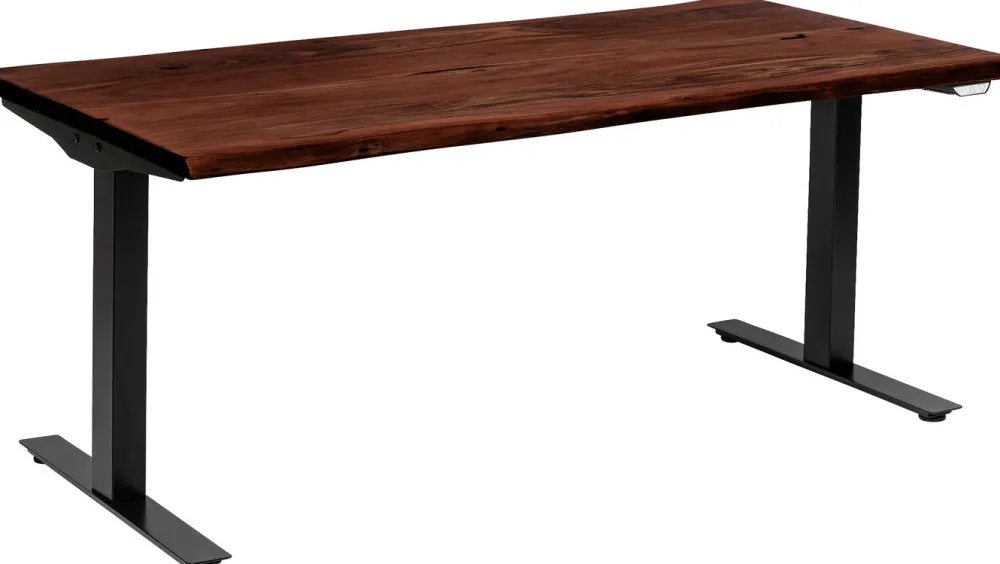 Biurka*KARE Design Biurko Z Elek. Regulacją Wysokości Harmony 200x100 Cm Akacja Brązowe - Nogi Czarne