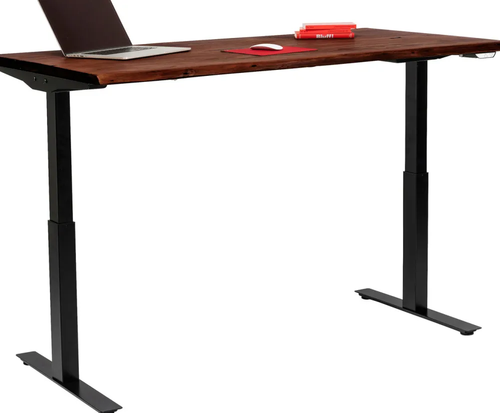 Biurka*KARE Design Biurko Z Elek. Regulacją Wysokości Harmony 200x100 Cm Akacja Brązowe - Nogi Czarne