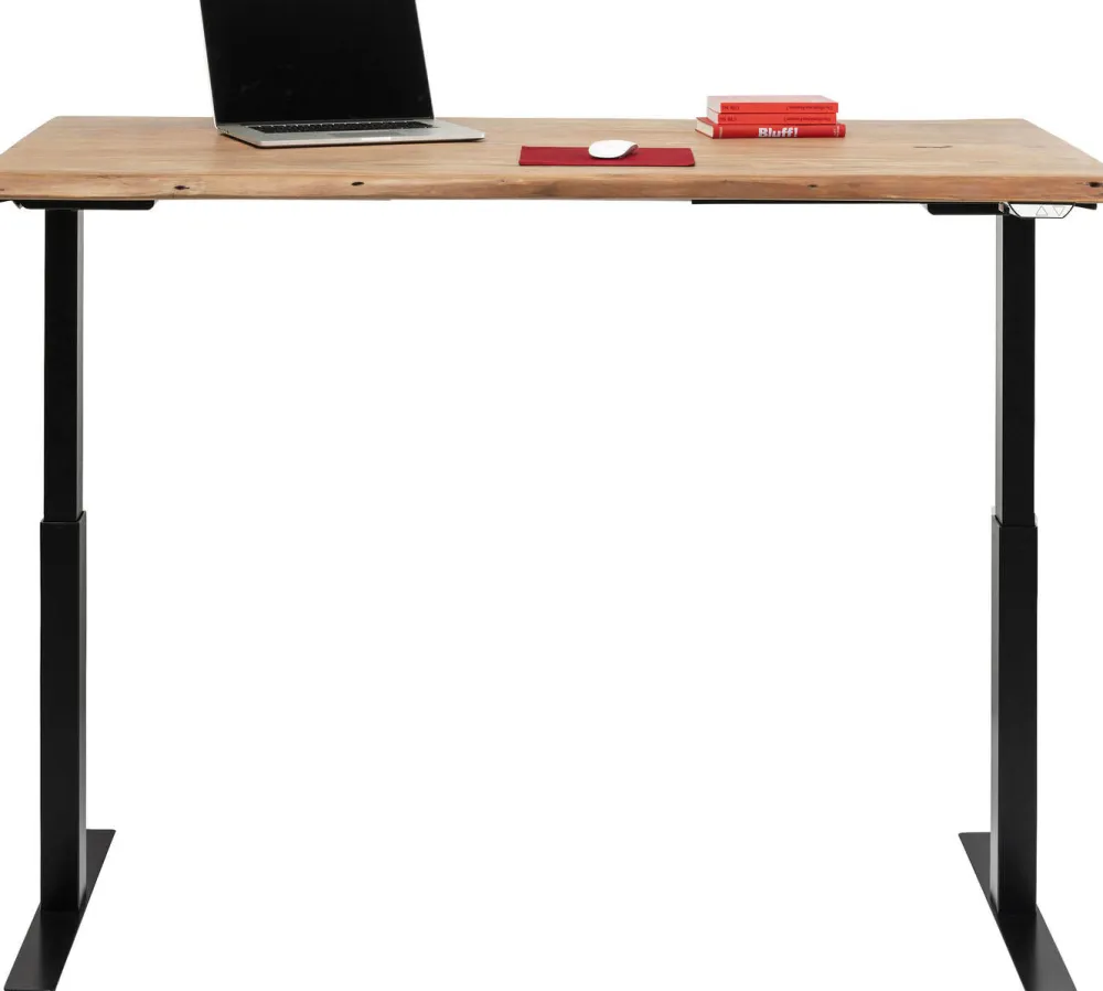 Biurka*KARE Design Biurko Z Elek. Regulacją Wysokości Harmony 160x80 Cm Akacja - Nogi Czarne