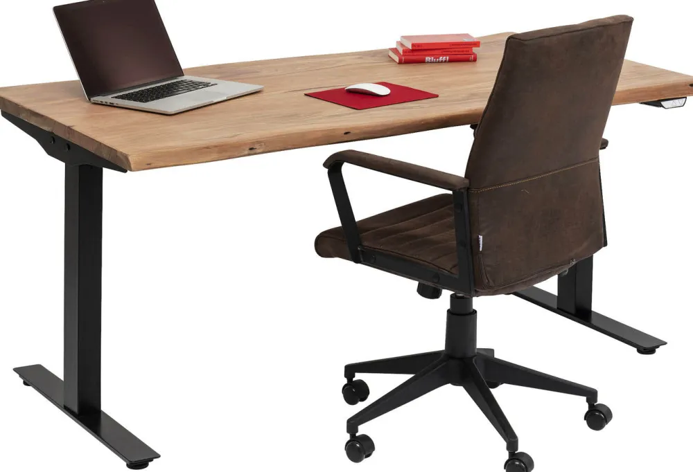 Biurka*KARE Design Biurko Z Elek. Regulacją Wysokości Harmony 160x80 Cm Akacja - Nogi Czarne