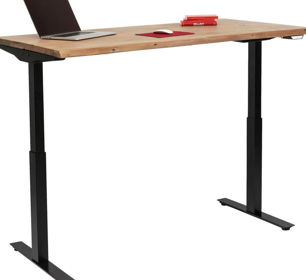 Biurka*KARE Design Biurko Z Elek. Regulacją Wysokości Harmony 160x80 Cm Akacja - Nogi Czarne