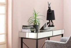 Biurka*KARE Design Biurko Z Szufladami Lustrzane Nogi Czarne 120x50 Cm